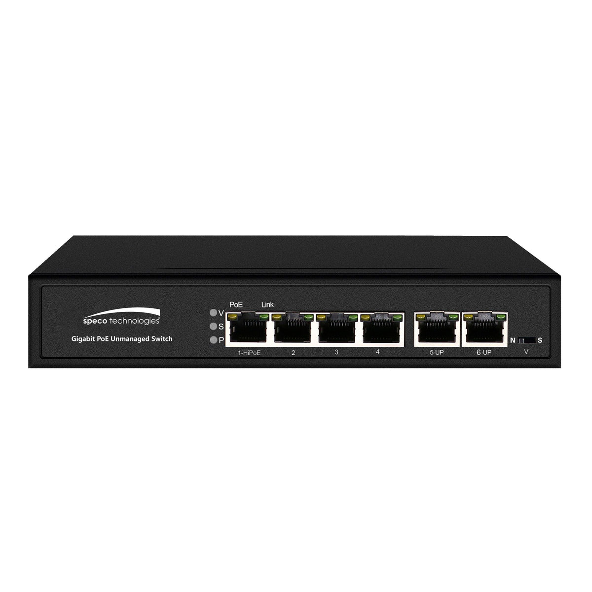 Speco Technologies P4S6G | Gigabit Network PoE Switches 6-Port Gigabit Network Switch (4 ports PoE, 2 ports uplink)