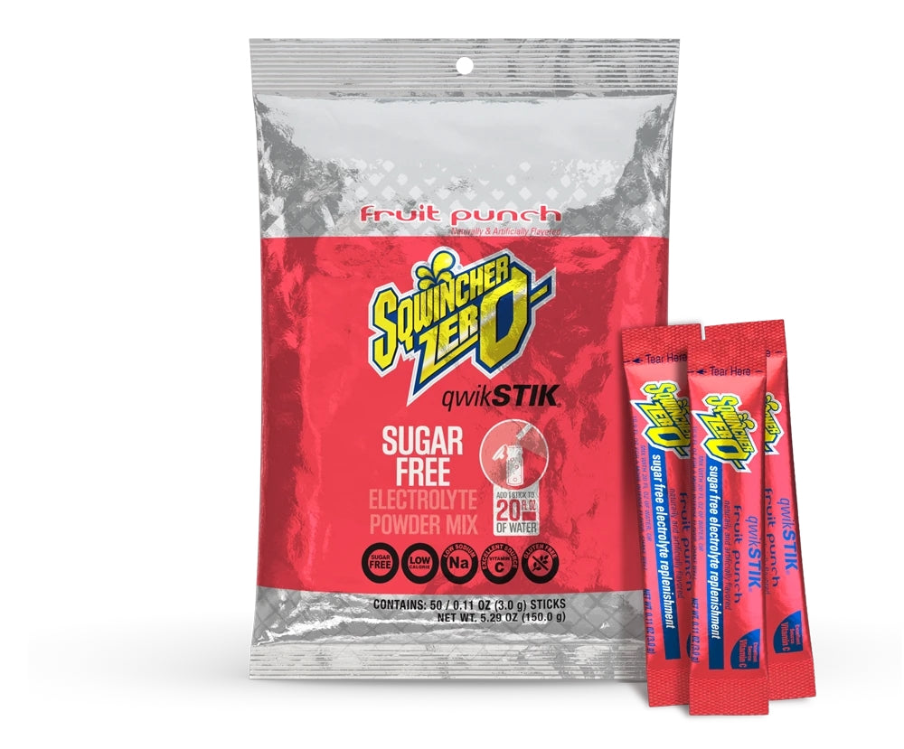 Sqwincher 159060202 | Zero Qwik Stik Fruit Punch, 10-Ounce Stiks, 50/Bag