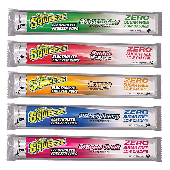Sqwincher 159200231 | Zero Sqweeze Freezer Pops Assorted Flavors, 150 Pops