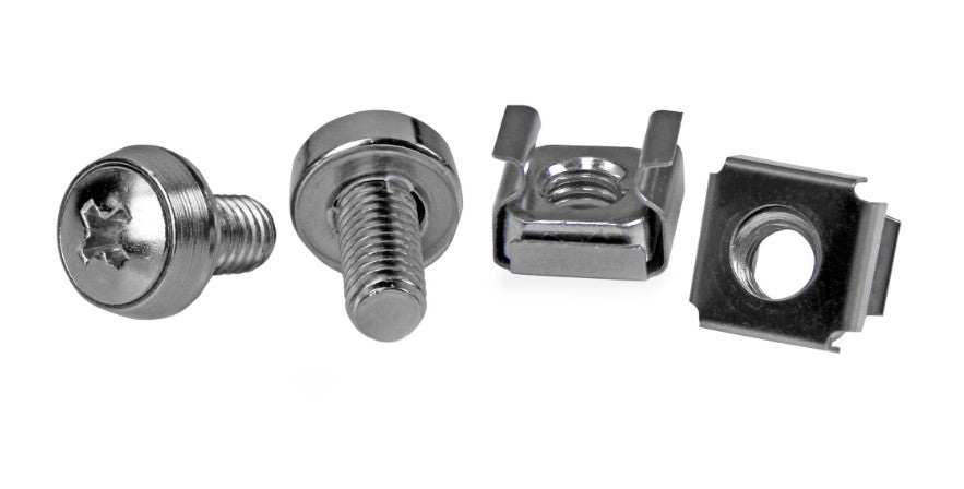 Startech.Com Ltd CABSCREWM6 | 50 Pkg M6 Mounting Screws and Cage Nuts for Server Rack Cabinet - TAA