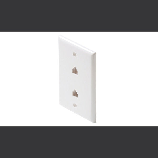 Steren 300-214WH | Dual Jack Wall Plate White, Telephone