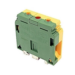TE Connectivity 1SNA400772R1300 | Green and yellow, ground block with 22 mm spacing and screw clamp connection that accepts 4-00 AWG UL wire range