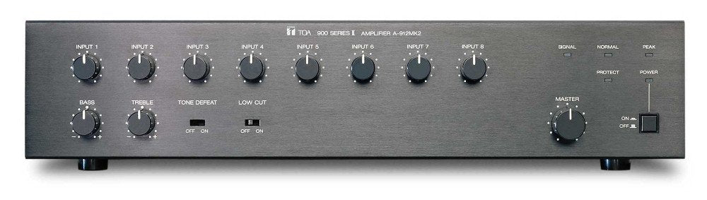 TOA Electronics A-912MK2 UL | 8-Channel Modular Mixer and Amplifier, 120W