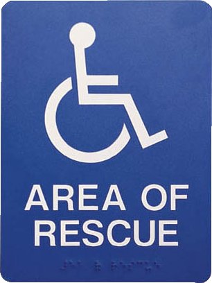 Talk-A-Phone ETP-SIGN-1 | Polycarbonate, Self-Adhesive "Area Of Rescue" Sign