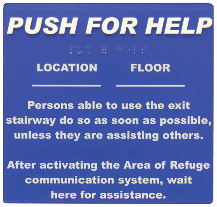 Talk-A-Phone ETP-SIGN-PFH6 | Polycarbonate, Self-Adhesive "Push For Help" Instructional Sign