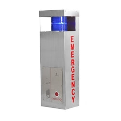 Talk-A-Phone ETP-WM/E | Brushed Stainless Steel Economy Wall Mounted Phone Station with Integrated Blue Light/Strobe, 120VAC
