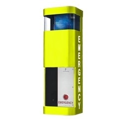 Talkaphone ETP-WM-YE | Painted Yellow Stainless Steel Wall Mounted Phone Station With Integrated Blue Light/Strobe And Faceplate Light