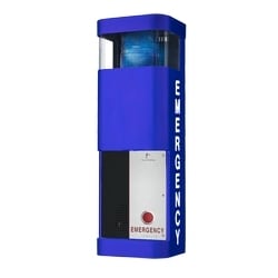 Talkaphone ETP-WM-BL | Painted Blue Stainless Steel Wall Mounted Phone Station With Integrated Blue Light/Strobe And Faceplate Light, 120 V Ac. Specify Lettering On Sides With Order