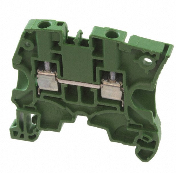 TE Connectivity 1SNK505061R0000 | Green, feed through terminal block with 5.2 mm spacing, 20 Amp rated UL current and screw clamp connection