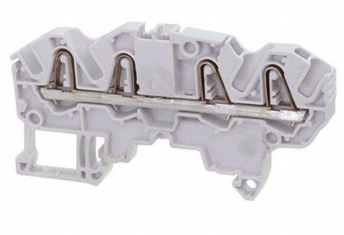 TE Connectivity 1SNK705012R0000 | FEED THROUGH TERM BLOCK 4POLE SPRING 5.2MM SPACING 26-12 AWGGREY