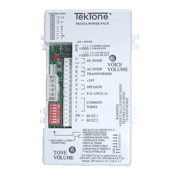 Tektone Sound & Signal PK543A | Intercom Amplifier, 16 Volt Ac, 10 Va, Flame-Retardant Plastic, For Apartment Remote Station