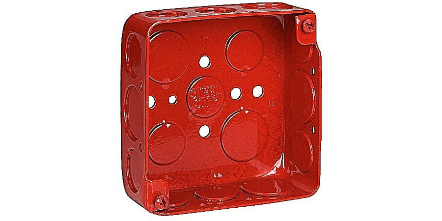 Thomas & Betts 52151-1234RD | Square Boxes, Red, 17 Knockouts, 21 cu. in., Steel
