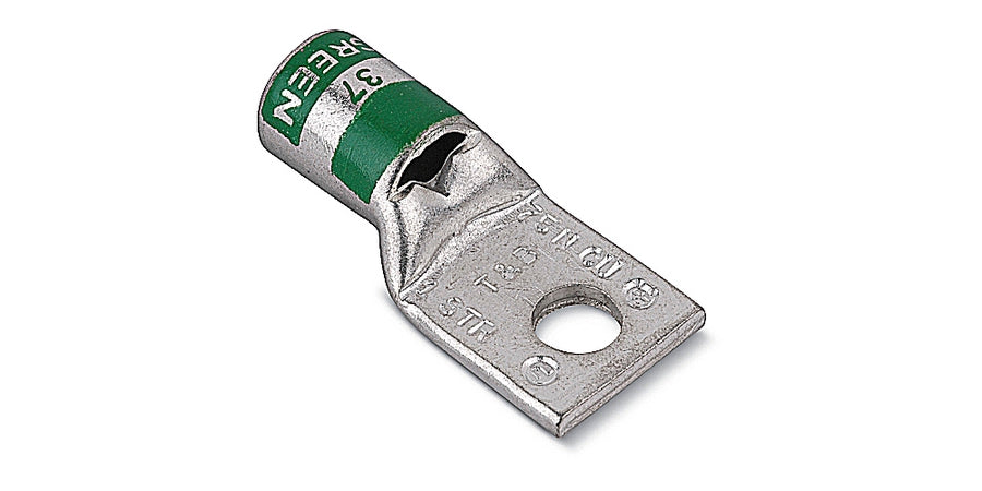 Thomas & Betts 54148 | Compression Lug, Standard Barrel, 1-Hole, 1 AWG Conductor, Wrought Copper, Green Color Code