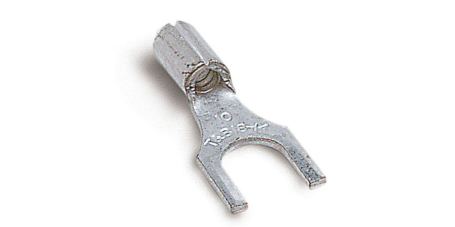 Thomas & Betts A18-6F | Fork Terminal, No. 6, 22 AWG, 16 AWG, Non-Insulated, Non-Insulated Coverage, Copper, Tin-Plated