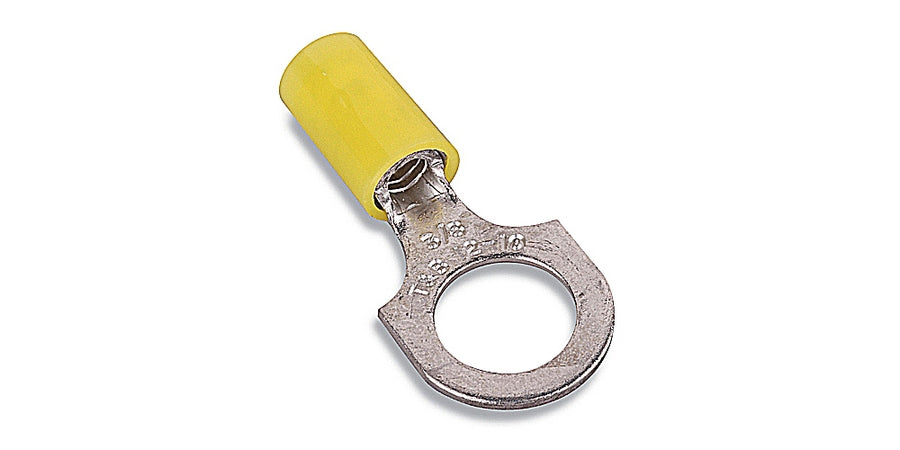 Thomas & Betts RC713 | Ring Terminal, 1/4 in. Stud, 12 AWG Minimum, 10 AWG Maximum, Nylon Insulation, Copper