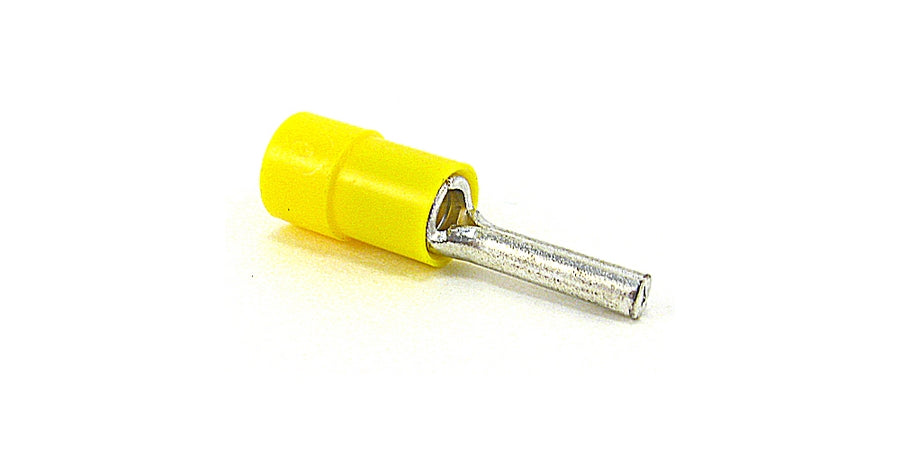 Thomas & Betts TV10-14PT-L | Pin Terminal, 12 AWG Minimum, 10 AWG Maximum, Vinyl Insulation, Yellow Insulation, Copper