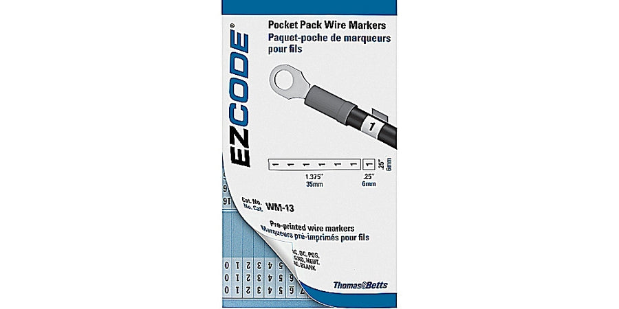 Thomas & Betts WM-0-90 | Wire Marker Book, 0 to 45, 46 to 90 Legend, 5-1/2 in. L, 5