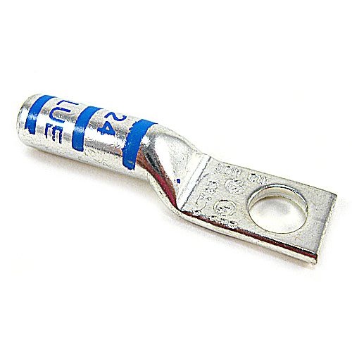 Thomas & Betts 54905BEPH | Copper One-hole Lug, Long Barrel, Peep Hole, Max 35kv, Wire Size 6 AWG, Tin Plated, Die Color Code Blue