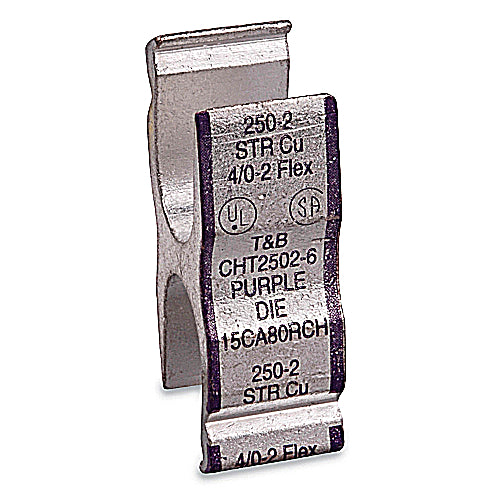Thomas & Betts CHT2502-6 | Copper H-tap For Wire Range Main: 250-2 (4/0-2 Flex), Branch 250-2 (4/0-2 Flex), Purple 80R