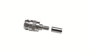 Times Microwave EZ-240-TM-X | Straight Connector, TNC Male Connector, Spring FingeCrimp Termination, 50 , BrasPTFE, Silver