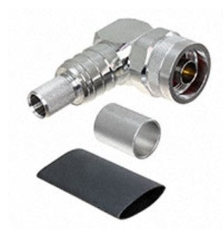 Times Microwave EZ-400-NMH-RA-X | N-Male plug crimp right angle non-solder pin hexknurl nut, no braid trim