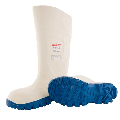 Tingley Rubber Corporation 77258.1 | Tingley Steplite X Polyurethane Steel Toe 15" Boots White/Blue, Size 10