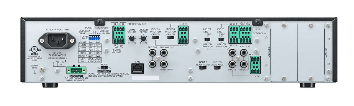 Toa Electronics A-848D | Mixer/ Digital Amplifier 480W Six Audio Input, 2 Slots for 900 Series Modules