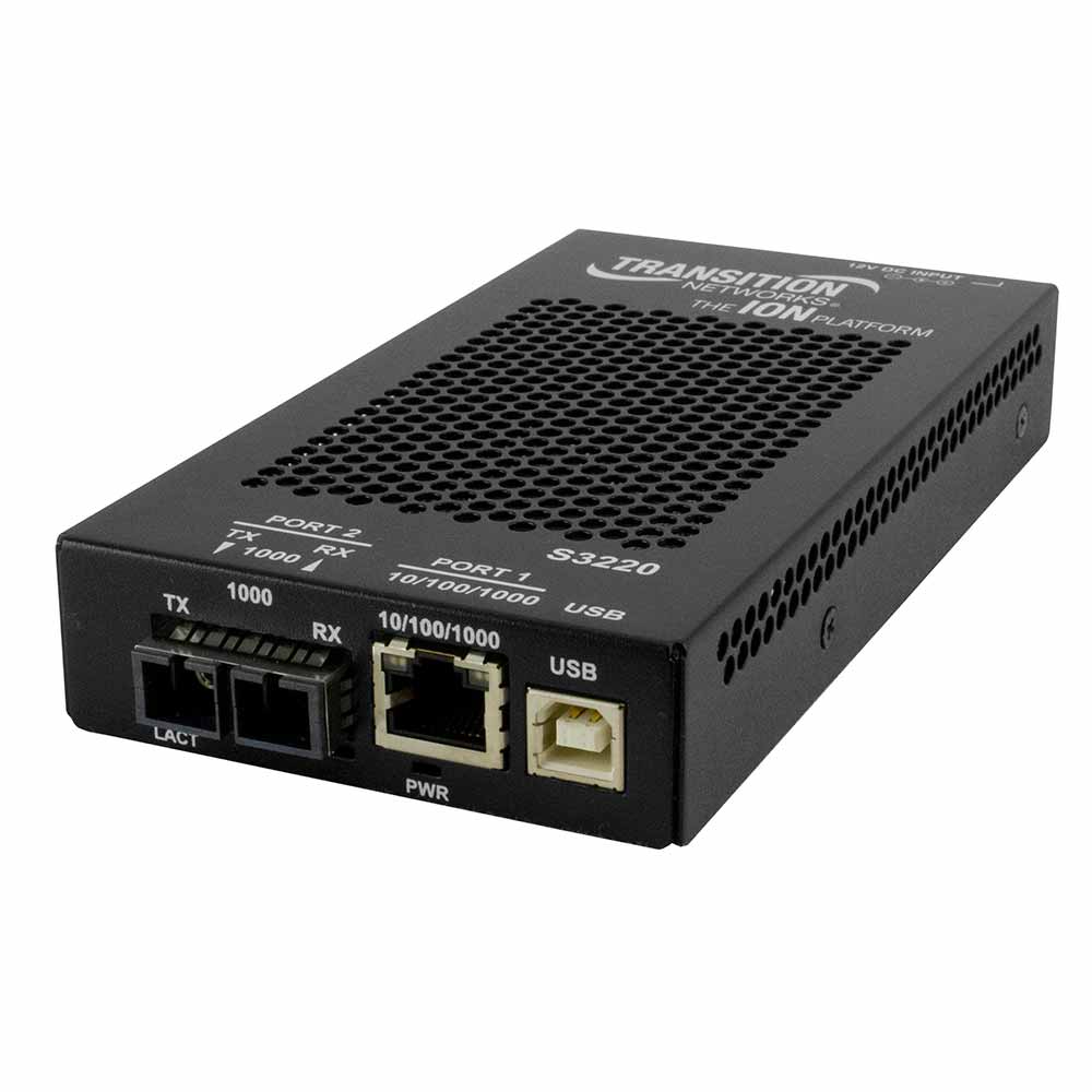 Lantronix S3220-1014-SA | S3220 Series Oam/ip-based Remotely Managed Network Interface Device, Port One: 10/100/1000base-t (rj45) [100 M/328 Ft], Port Two: 1000base-lx 1310 Nm Single-mode (sc) [10 Km/6.2 Mi], Sa