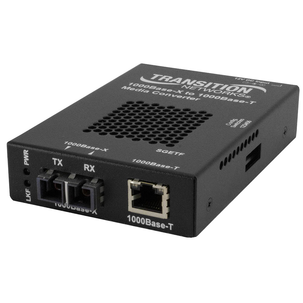 Lantronix SGETF1013110NA | Gigabit Ethernet Stand-alone Media Converters 1000base-t (rj45) [100 M/328 Ft.] To 1000base-sx 850 Nm Multimode (sc) [62.5/125µm: 220 M/722 Ft.; 50/125µm: 550 M/1804 Ft.]