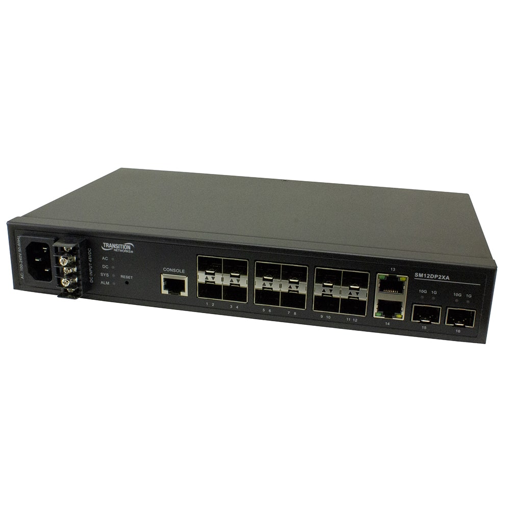 Lantronix SM12DP2XA-LA | Managed Fiber Switch, 12-port 100/1000 Sfp, 2-port 1g/10g Sfp+ And 2 10/100/1000base-t