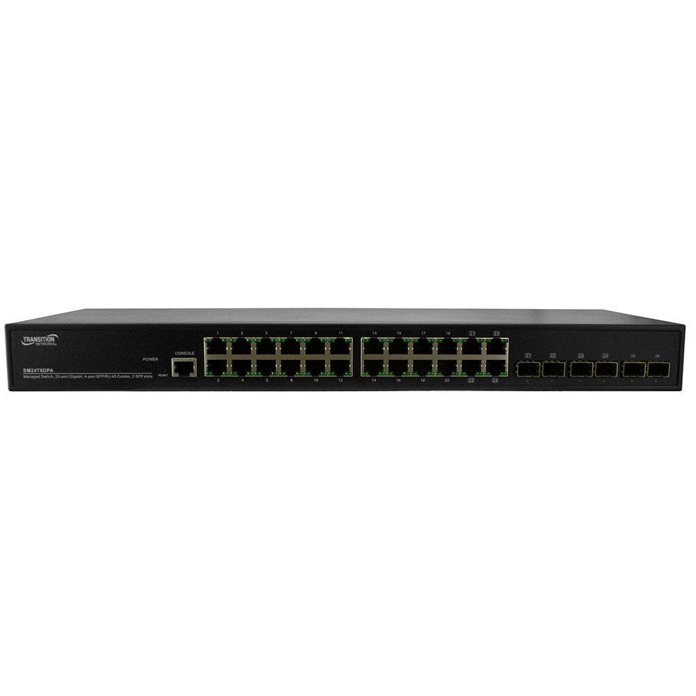 Lantronix SM24T6DPA-OZ | Managed Switch, 20-port Gigabit + 4 Sfp/rj Combo + 2 100/1000 Sfp