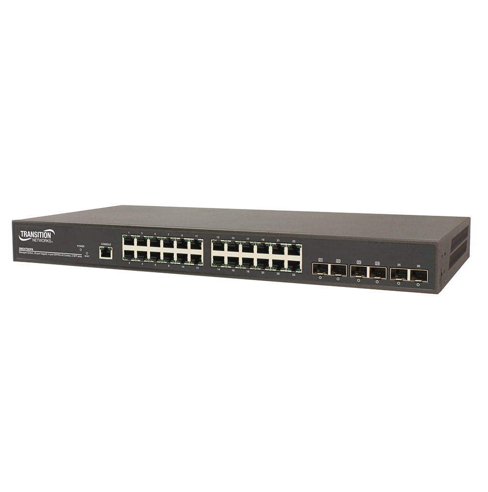 Lantronix SM24T6DPA-EU | Managed Switch, 20-port Gigabit + 4 Sfp/rj Combo + 2 100/1000 Sfp