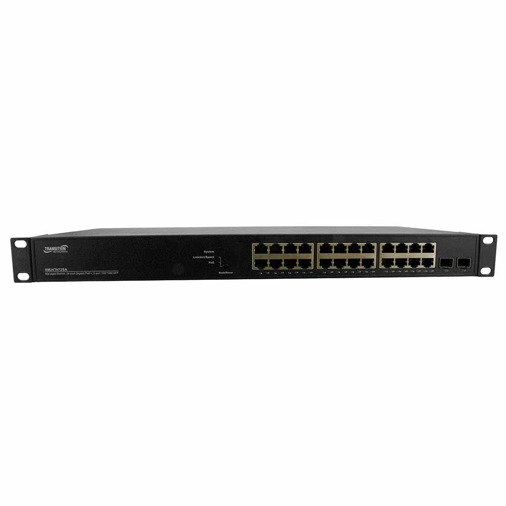 Lantronix SM24TAT2SA-BR | Smart Managed Poe+ Switch, 24-port Gigabit Poe+, 2-port 100/1000 Sfp