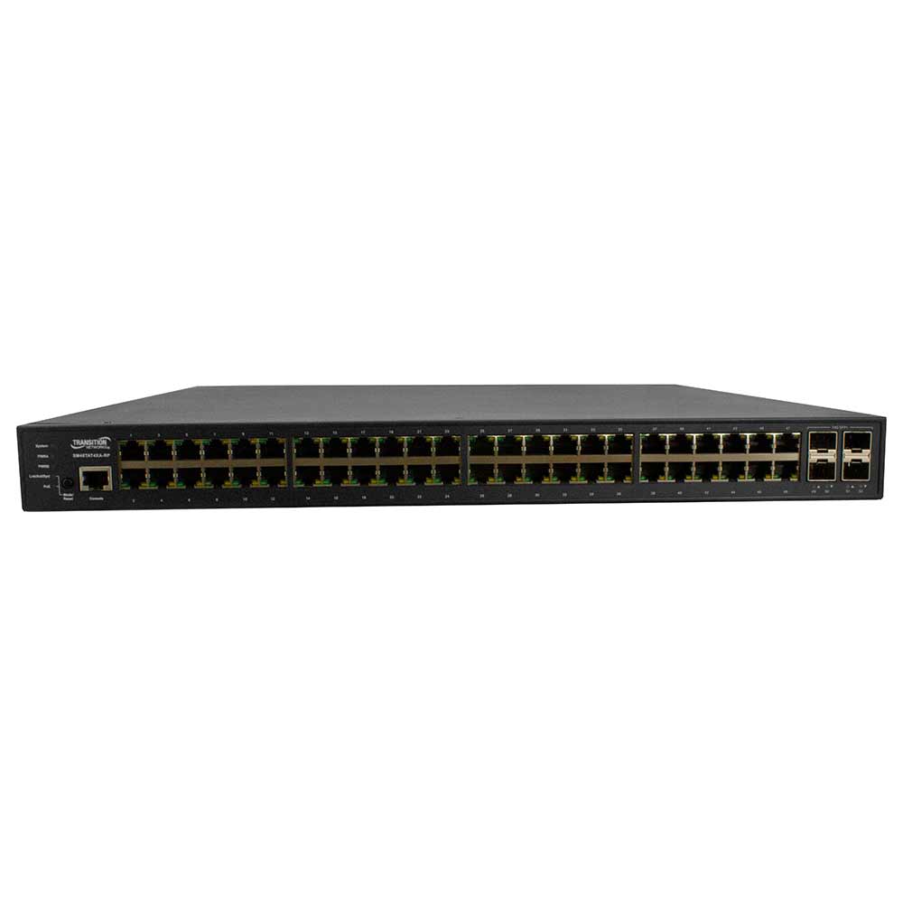 Lantronix SM48TAT4XARPUK | 48-port Gigabit Poe+ With (4) 1g/10g Sfp+, Single Ac P/s Modular