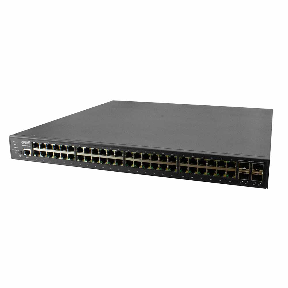 Lantronix SM48TAT4XARPUK | 48-port Gigabit Poe+ With (4) 1g/10g Sfp+, Single Ac P/s Modular