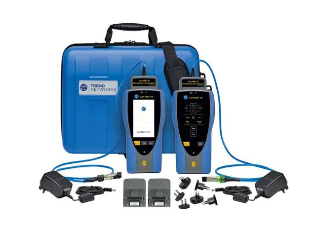 Trend Networks R163009 | LanTEK IV-S 3000 MHz Cable Certifier Kit with CAT8 RJ45 VisiLINQ Permanent Link Adapters