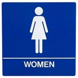 Trimco 508 WOMEN SQUARE | Restroom Signage, Square, Women/Braille, 8" Length x 8" Width, Blue