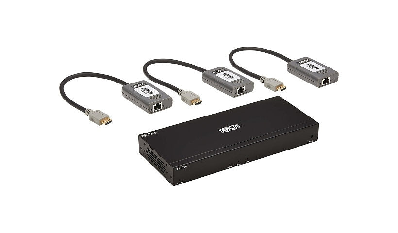 Tripp-Lite B127A-004-BHPH3 | HDMI over Cat6 Extender Kit, 4-Port Splitter/3x Pigtail Receivers - 4K 60 Hz, HDR, 4:4:4, PoC,