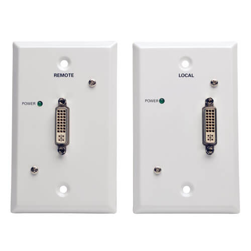 Tripp-Lite B140-1P1-WP-1 | DVI over Cat5/Cat6 Passive Extender Wallplate Kit, Transmitter and Receiver, 1920x1080 60Hz, Up to 100 ft. (30 m), TAA