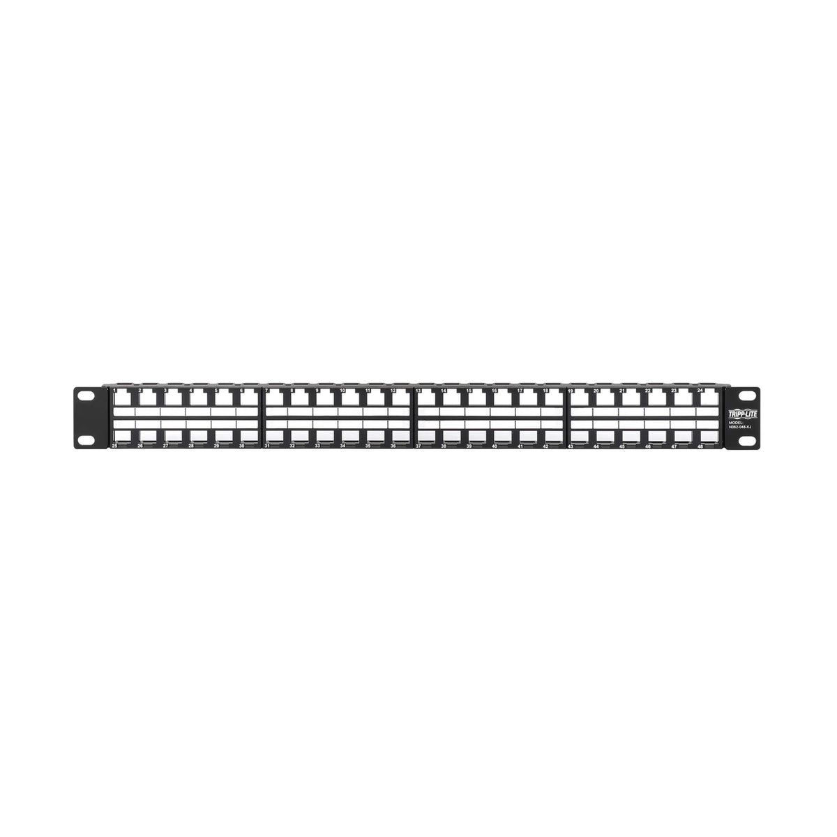 Tripp-Lite N062-048-KJ | 48-Port 1U Rack-Mount Unshielded Blank Keystone/Multimedia Patch Panel, RJ45 Ethernet, USB, HDMI, Cat5e/6, TAA