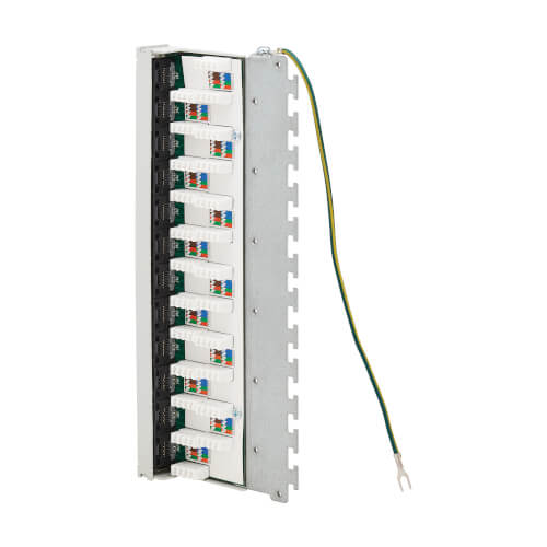 Tripp-Lite N250-SH12-DIN6A | Cat6a STP Patch Panel, 12 Ports, DIN Rail or Wall Mount, TAA