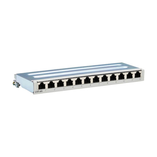 Tripp-Lite N250-SH12-DIN6A | Cat6a STP Patch Panel, 12 Ports, DIN Rail or Wall Mount, TAA