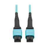 Tripp-Lite N845B-10M-12TAA | 100G Multimode 50/125 OM4 Fiber Optic Cable (12F MPO/MPO-PC F/F), Type-B Polarity, OFNP, Aqua, 10 m (32.8 ft.), TAA