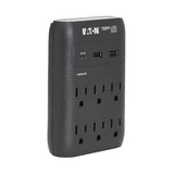 Tripp-Lite SK60CB | 6-Outlet Surge Protector - 5-15R Outlets, USB-C and USB-A Ports, 5-15P Direct Plug-In, 1080 Joules, Black