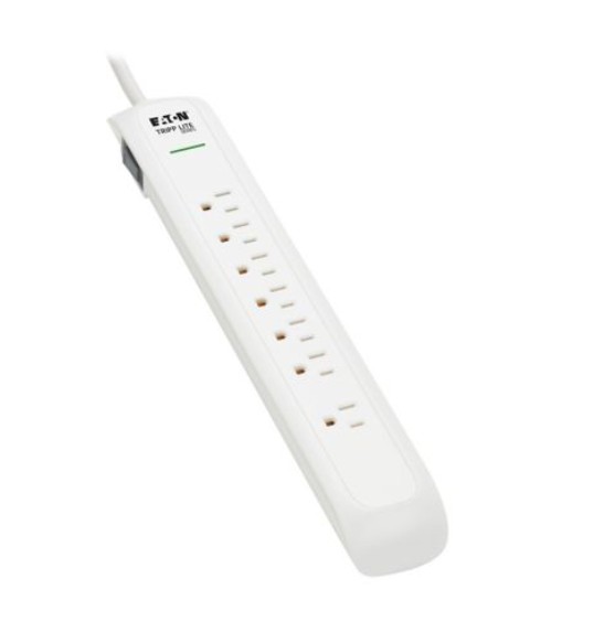 Tripp-Lite TLP76 | 7-Outlet Surge Protector - 5-15R Outlets, 1500 Joules, 6 ft. (1.8 m) Cord, White