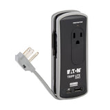 Tripp-Lite TRAVELER3USBC | 2-Outlet Travel-Size Surge Protector - 5-15R Outlets, USB-C and USB-A Ports, 5-15P Input, Black