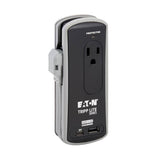 Tripp-Lite TRAVELER3USBC | 2-Outlet Travel-Size Surge Protector - 5-15R Outlets, USB-C and USB-A Ports, 5-15P Input, Black