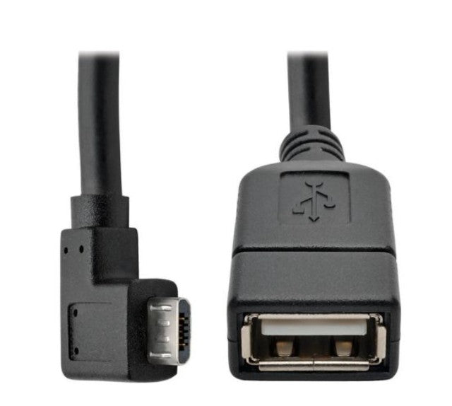 Tripp-Lite U052-06N-RA | Micro USB to USB OTG Host Adapter Cable, Right-Angle 5-Pin USB Micro-B to A (M/F), 6-in. (15.24 cm)