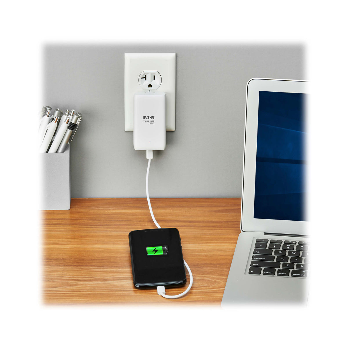 Tripp-Lite U280-WF1-45C1-G | Tripp Lite series Flat 1-Port USB-C Wall Charger - GaN Technology, 45W PD 3.0 Charging, White