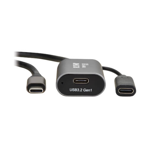 Tripp-Lite U330-05M-C2C-C | USB 3.2 Gen 1 Active Extension Cable with USB-C Charging - USB-C to USB-C (M/F), 5 Gbps, Data Only, 5 m (16.4 ft.)
